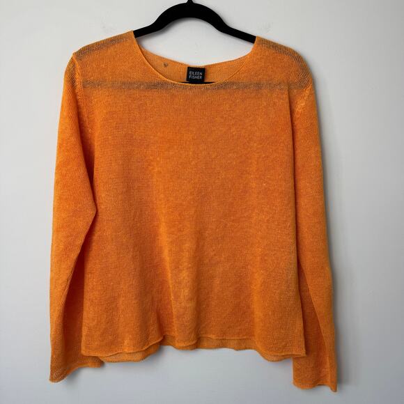 Eileen Fisher Sweaters - Eileen Fisher Women's 100% Linen Orange Long Sleeve Sweater Medium